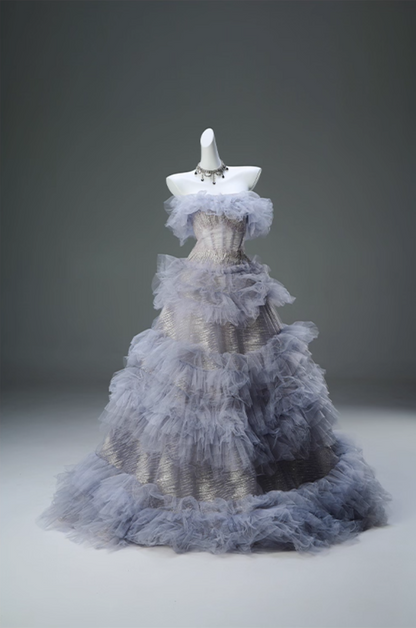 Dopamine Style A-Line Strapless Sweet 16th Dresses Dreamy Sequins Tiered Tulle Prom Dress AP3906