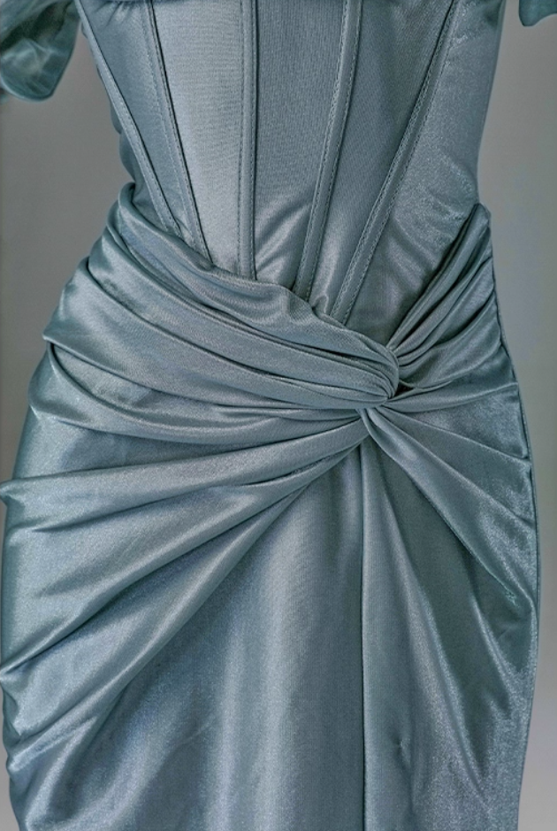 Minimalist Sheath Off-Shoulder Evening Gowns Classical Ruched High-Slit Prom Dress AP3910