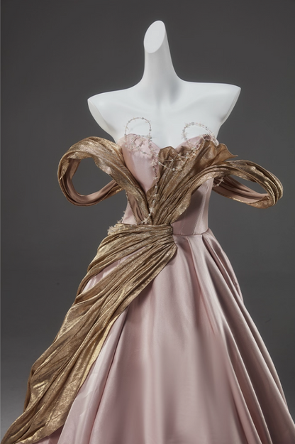 Stylish Off-Shoulder A-Line Sweet 16th Gowns Unique Beading Color-Block Prom Dress AP3913