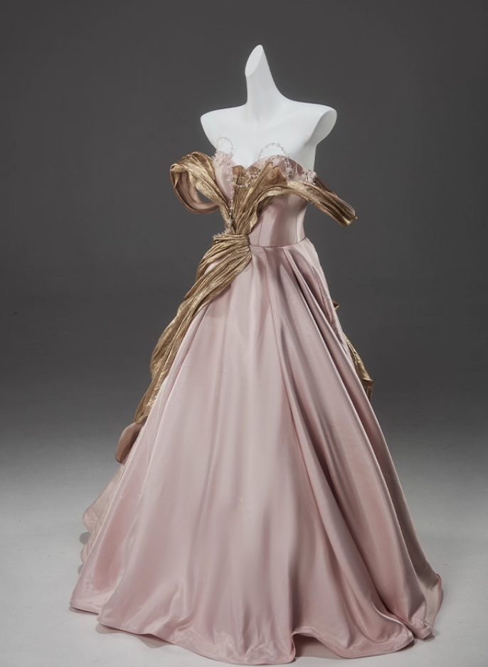 Stylish Off-Shoulder A-Line Sweet 16th Gowns Unique Beading Color-Block Prom Dress AP3913