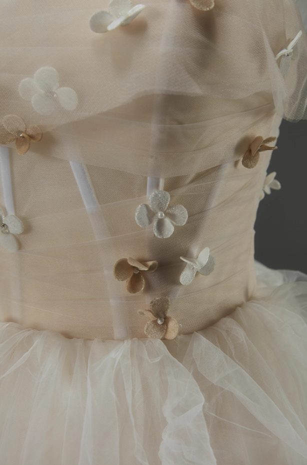 Fitted A-Line Spaghetti Strap Evening Dresses Adorable Appliques Beads Tulle Prom Dress AP3916