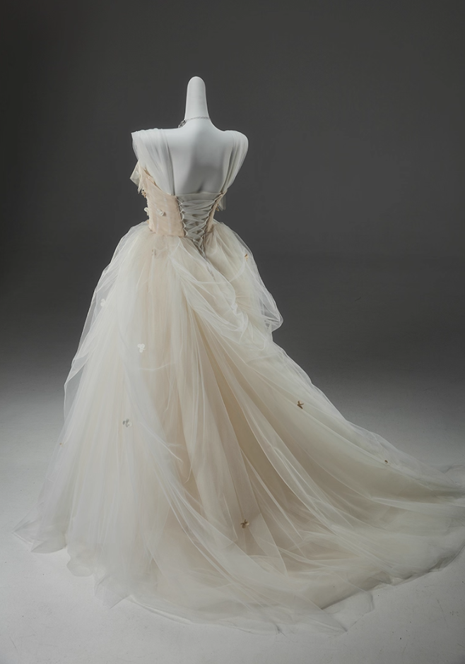 Fitted A-Line Spaghetti Strap Evening Dresses Adorable Appliques Beads Tulle Prom Dress AP3916