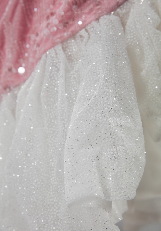 Flattering Off-Shoulder Sheath Velvet Birthday Dress Pink Sequins Beads Ruffles Tulle Homecoming Dress AP3917