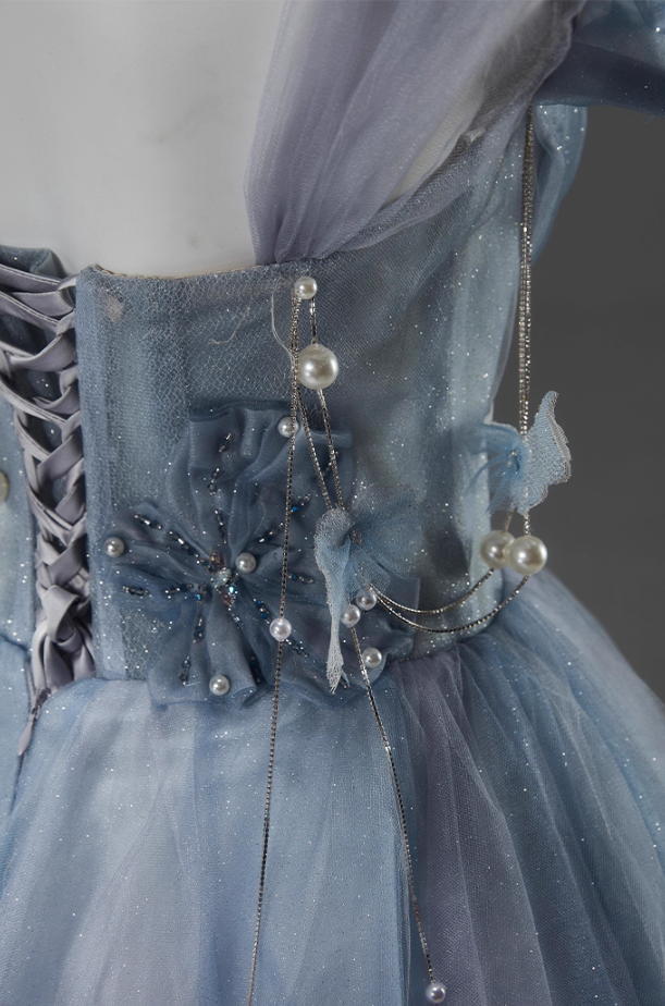 Trendy A-Line Spaghetti Strap Evening Dresses Ethereal Sequins Handmade Flowers Beads Tulle Prom Dress AP3918