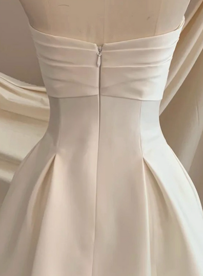 New Tendency Strapless A-Line Birthday Dress Casual Satin Handmade Flower Cutout Homecoming Dress AP3931