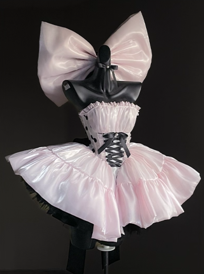 Fairy Strapless A-Line Birthday Dress Adorable Pearl Ribbon Pink Homecoming Dress AP3932
