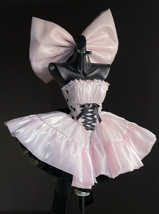 Fairy Strapless A-Line Birthday Dress Adorable Pearl Ribbon Pink Homecoming Dress AP3932