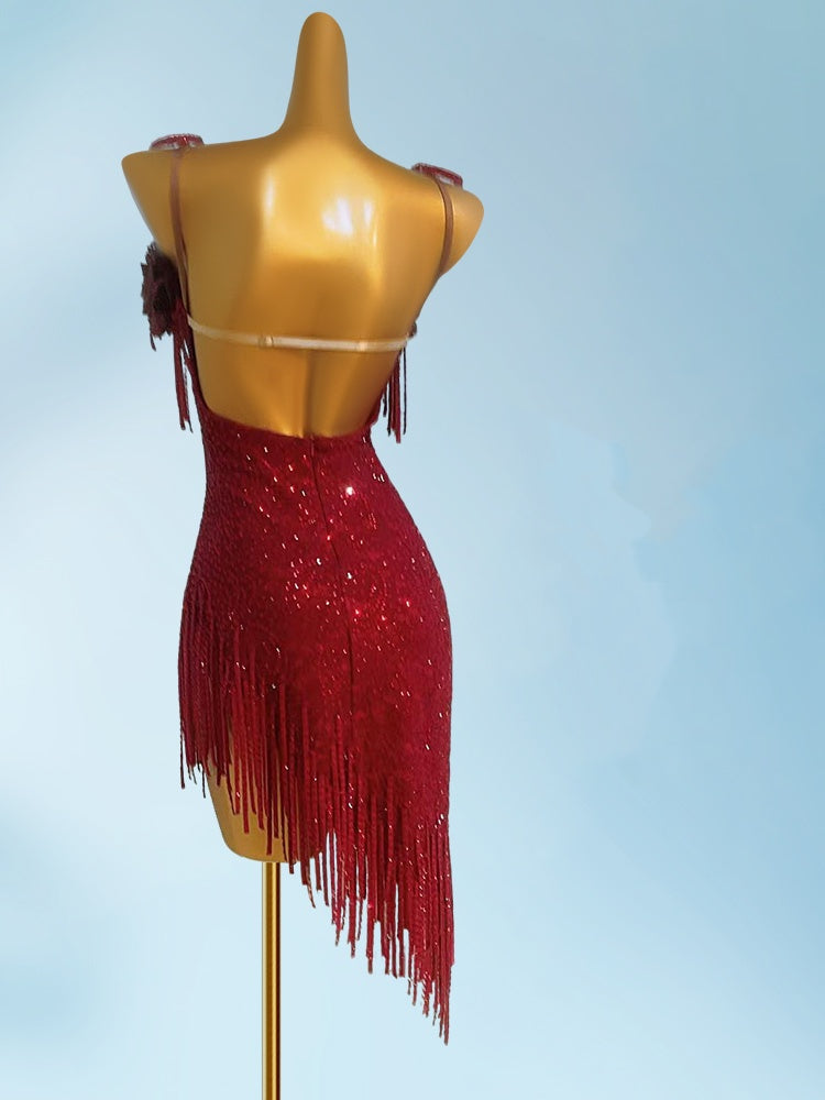 Boho-Inspired Spaghetti Straps Sheath Birthday Gowns Handmade Flower Sequins Tassel Homecoming Dress AP3934