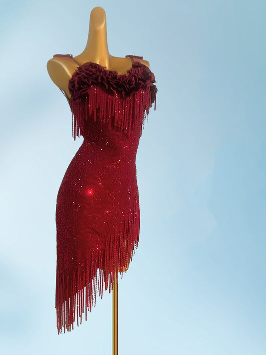 Boho-Inspired Spaghetti Straps Sheath Birthday Gowns Handmade Flower Sequins Tassel Homecoming Dress AP3934