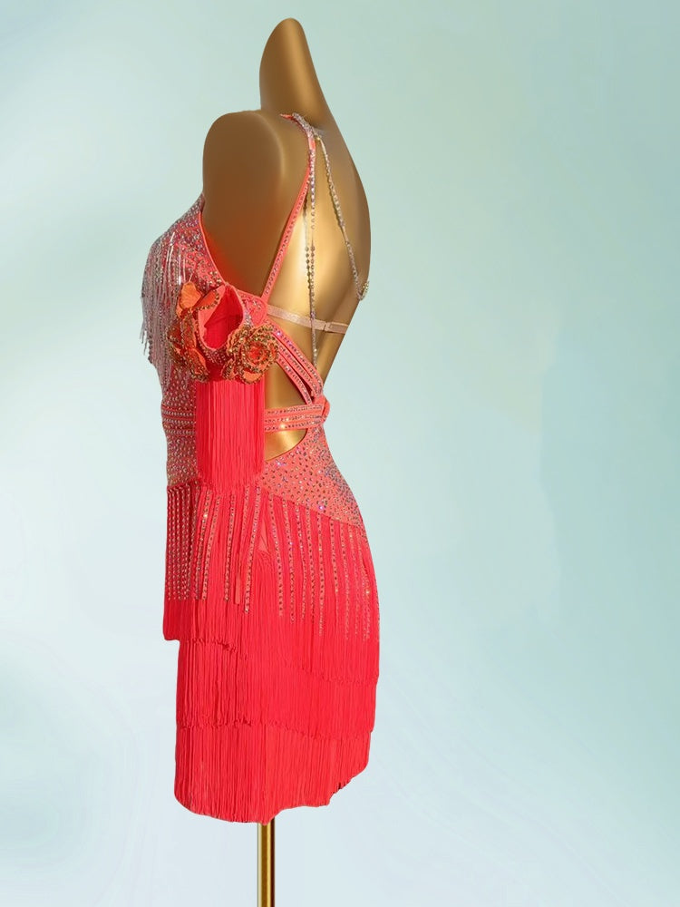 Enchanting Spaghetti Straps Sheath Birthday Gowns Unique Handmade Flower Sequins Tassel Beading Homecoming Dress AP3939