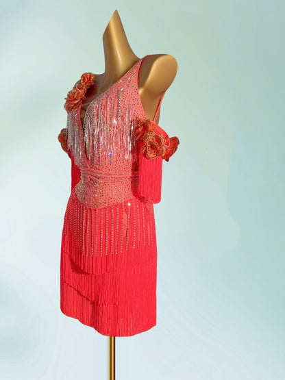 Enchanting Spaghetti Straps Sheath Birthday Gowns Unique Handmade Flower Sequins Tassel Beading Homecoming Dress AP3939