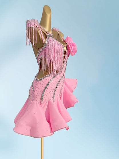 Wonderful Spaghetti Straps A-Line Ruffles Birthday Gowns Sweet Sequins Tassel Handmade Flower Homecoming Dress AP3941