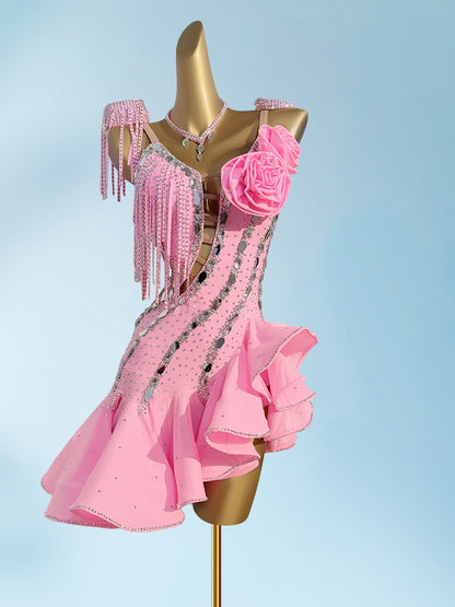 Wonderful Spaghetti Straps A-Line Ruffles Birthday Gowns Sweet Sequins Tassel Handmade Flower Homecoming Dress AP3941