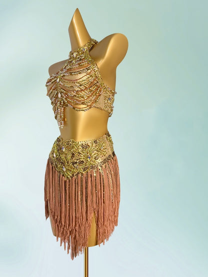 Fascinating Sheath Halter Neck 2-Piece Set Birthday Dresses Trendy Beading Tassel Sequins Homecoming Dress AP3944