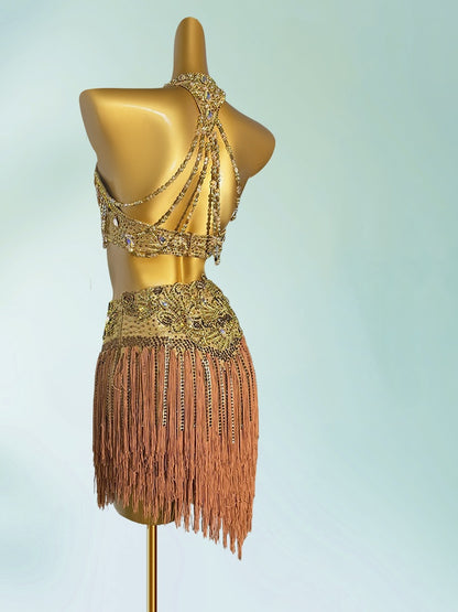 Fascinating Sheath Halter Neck 2-Piece Set Birthday Dresses Trendy Beading Tassel Sequins Homecoming Dress AP3944