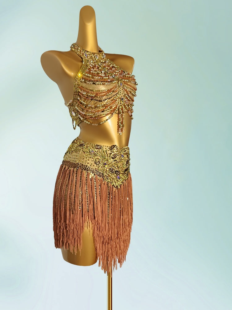 Fascinating Sheath Halter Neck 2-Piece Set Birthday Dresses Trendy Beading Tassel Sequins Homecoming Dress AP3944