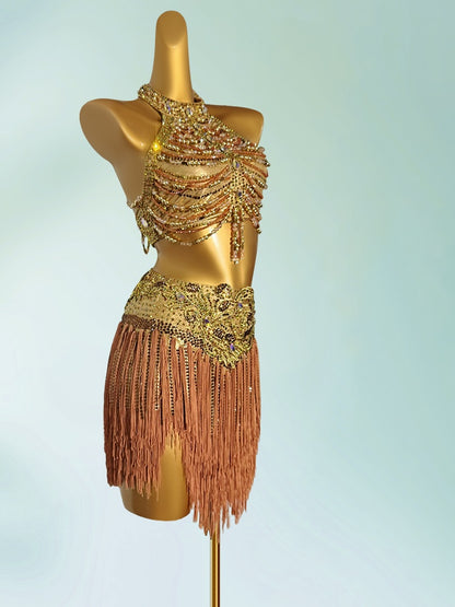 Fascinating Sheath Halter Neck 2-Piece Set Birthday Dresses Trendy Beading Tassel Sequins Homecoming Dress AP3944