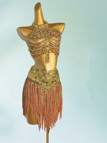 Fascinating Sheath Halter Neck 2-Piece Set Birthday Dresses Trendy Beading Tassel Sequins Homecoming Dress AP3944