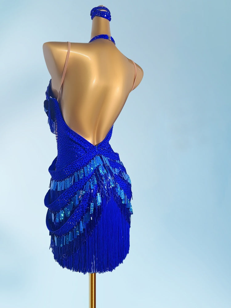 Splendid Sheath Halter Neck Birthday Gowns Sexy Backless Sequins Rhinestones Tassel Homecoming Dress AP3945