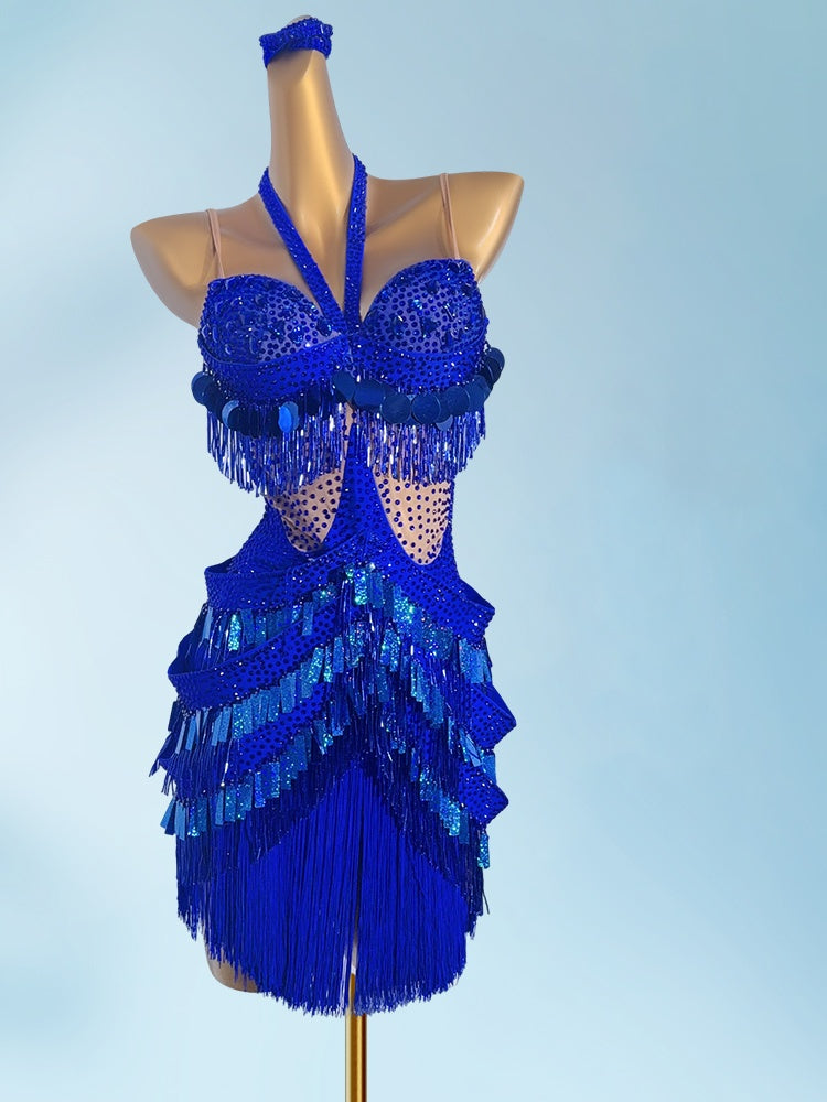 Splendid Sheath Halter Neck Birthday Gowns Sexy Backless Sequins Rhinestones Tassel Homecoming Dress AP3945