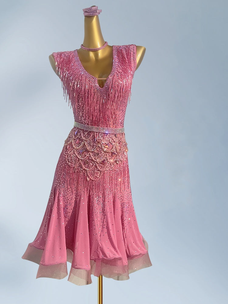 Romantic V-Neck A-Line Birthday Dresses Dopamine Style Sequins Beading Rhinestones Sequins Beading Rhinestones Homecoming Dress AP3947