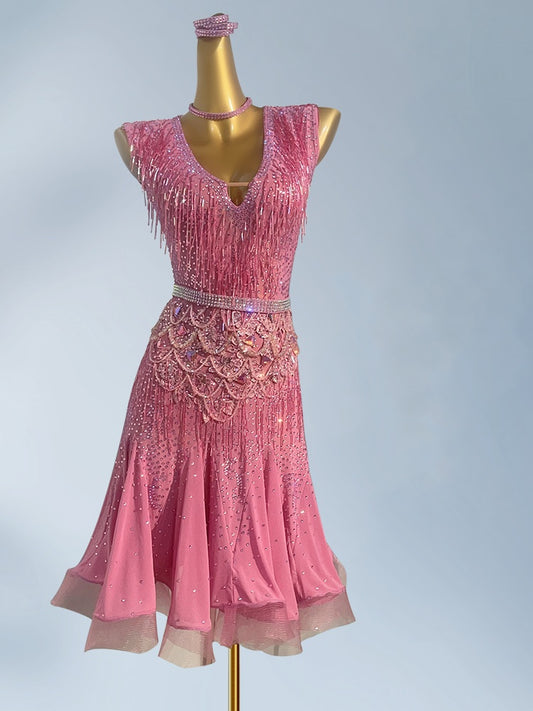 Romantic V-Neck A-Line Birthday Dresses Dopamine Style Sequins Beading Rhinestones Sequins Beading Rhinestones Homecoming Dress AP3947