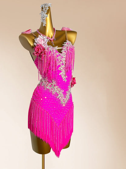 Ornate Spaghetti Straps Sheath Birthday Gowns Vibrant Tassel Handmade Flowers Rhinestones Sequins Homecoming Dress AP3948