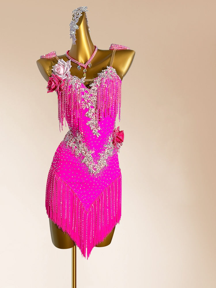 Ornate Spaghetti Straps Sheath Birthday Gowns Vibrant Tassel Handmade Flowers Rhinestones Sequins Homecoming Dress AP3948