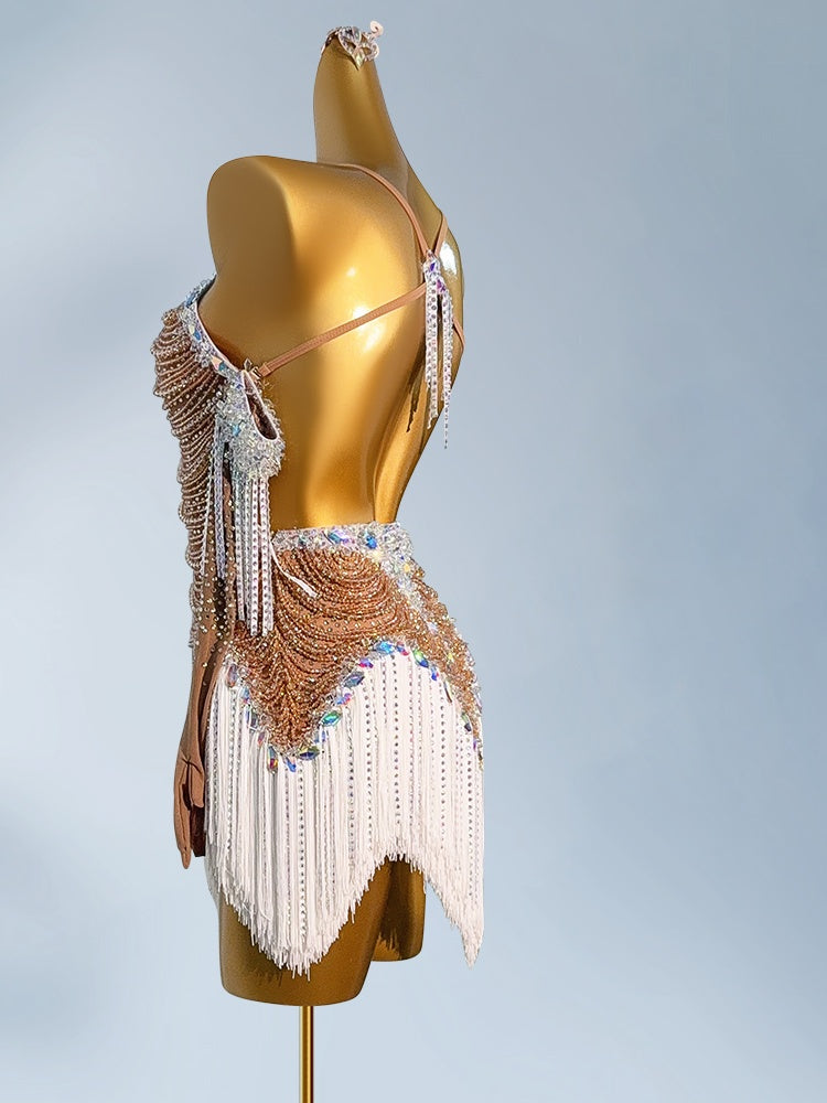 Chic Spaghetti Straps Sheath Birthday Gowns Elegant Beading Sequins Tassel Homecoming Dress AP3950