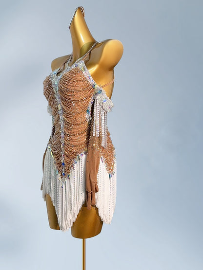 Chic Spaghetti Straps Sheath Birthday Gowns Elegant Beading Sequins Tassel Homecoming Dress AP3950