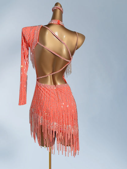 Luxurious V-Neck Sheath Long Sleeve Birthday Dresses Exquisite Sequins Beading Tassel Homecoming Dress AP3951