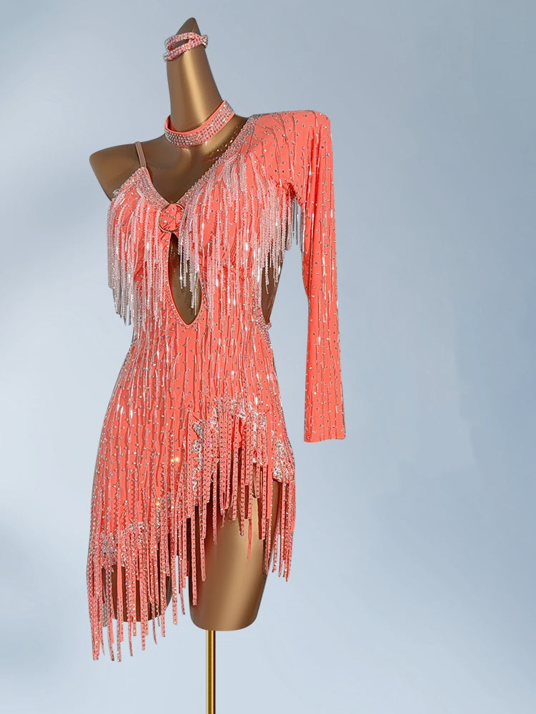 Luxurious V-Neck Sheath Long Sleeve Birthday Dresses Exquisite Sequins Beading Tassel Homecoming Dress AP3951