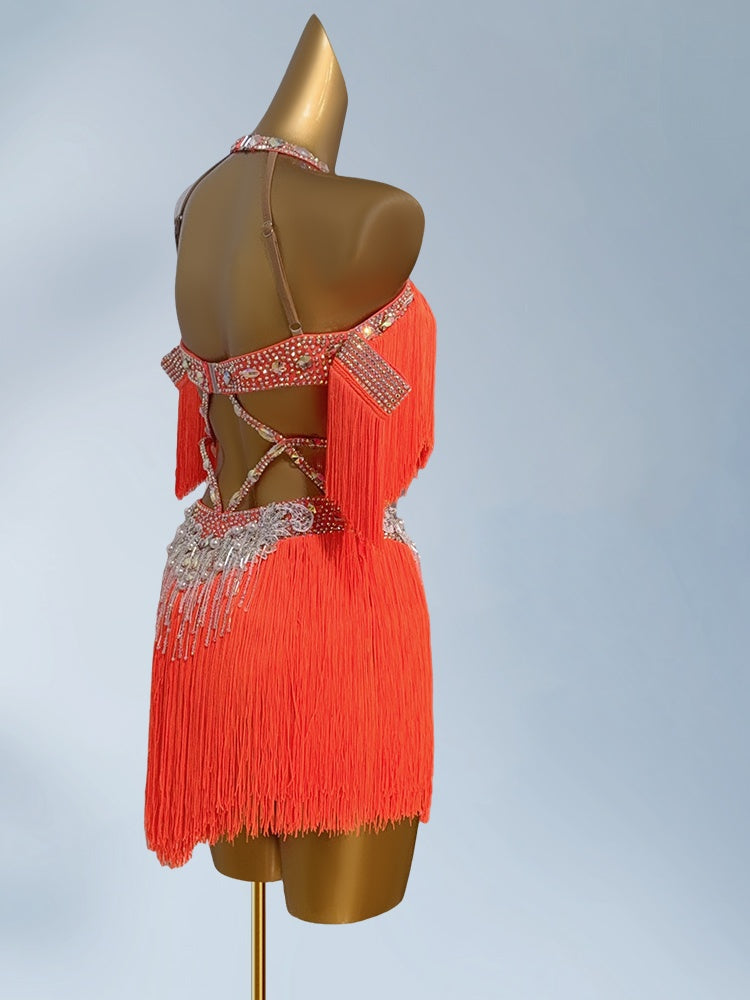 Elegant Sheath Halter Neck Birthday Gowns Chic Rhinestones Beading Tassel Homecoming Dress AP3955