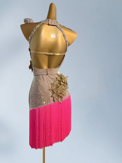 Classical Sheath Halter Neck Birthday Gowns Sweet Tassel Sequins Handmade Flowers Homecoming Dress AP3956