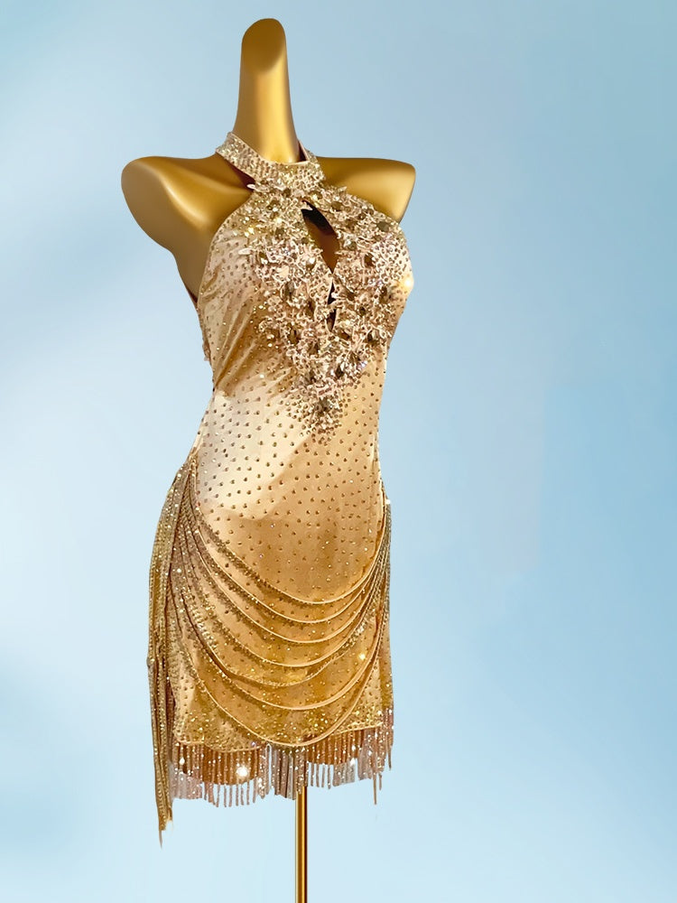 Sweet Sheath Halter Neck Backless Birthday Gowns Lovely Sequins Beading Tassel Cutout Homecoming Dress AP3958