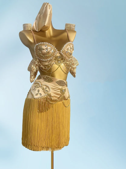 Vintage Spaghetti Strap Sheath Birthday Gowns Glittering Beading 2-Piece Set Crystals Tassel Homecoming Dress AP3960