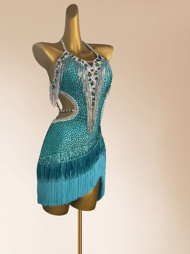 Artistic Sheath Halter Neck Birthday Gowns Shining Backless Sequins Crystals Tassel Homecoming Dress AP3961