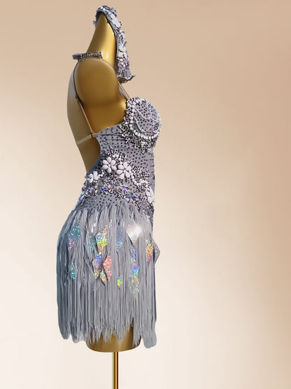 Glam Spaghetti Strap Sheath Birthday Gowns Romantic Tassel Sequins Appliques Homecoming Dress AP3967