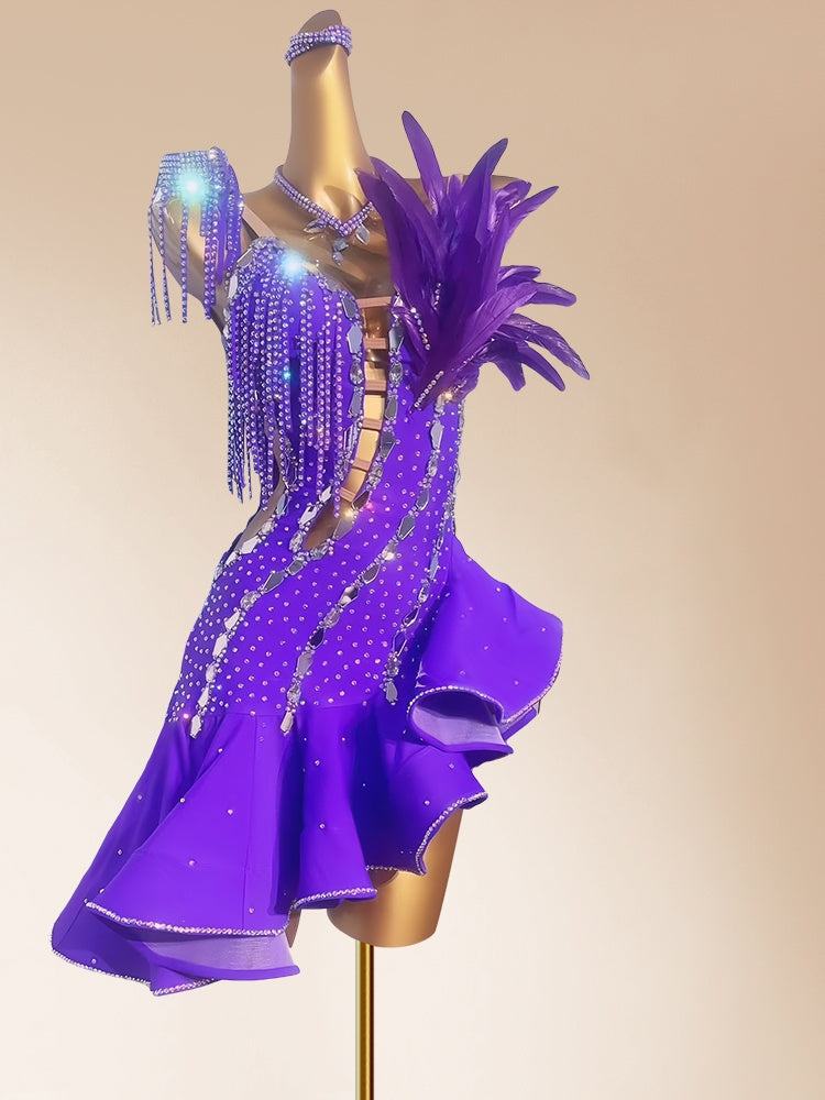 Novelty Spaghetti Strap A-Line Ruffles Birthday Gowns Glam Rhinestones Tassel Sequins Feather Homecoming Dress AP3971