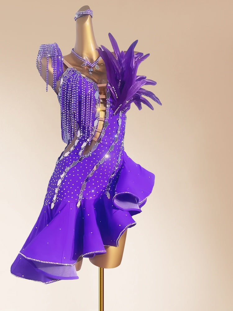 Novelty Spaghetti Strap A-Line Ruffles Birthday Gowns Glam Rhinestones Tassel Sequins Feather Homecoming Dress AP3971