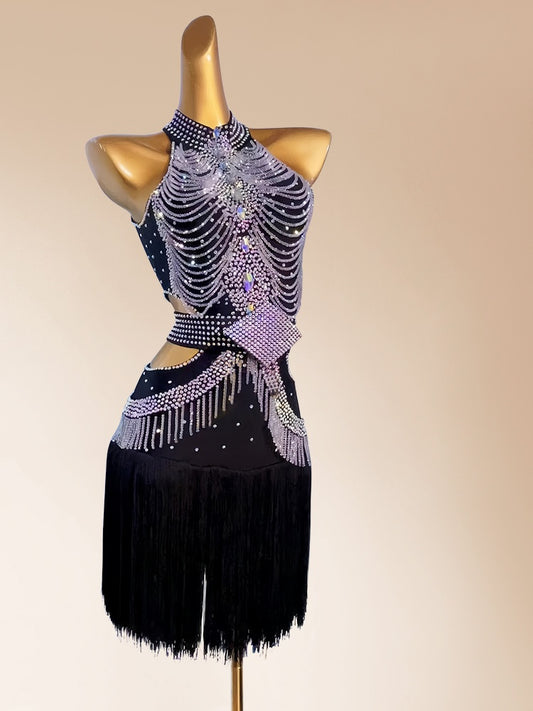 Fashionable Sheath Halter Neck Cutout Birthday Gowns Sexy Sequins Beading Tassel Crystals Homecoming Dress AP3973