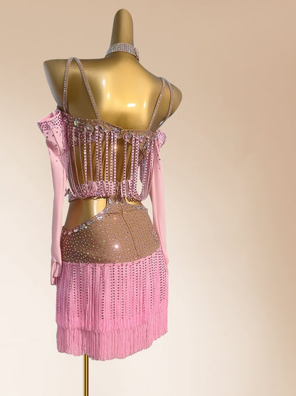 French Style Spaghetti Strap Cutout Sheath Birthday Gowns Casual Tassel Sequins Beading Crystals Homecoming Dress AP3974