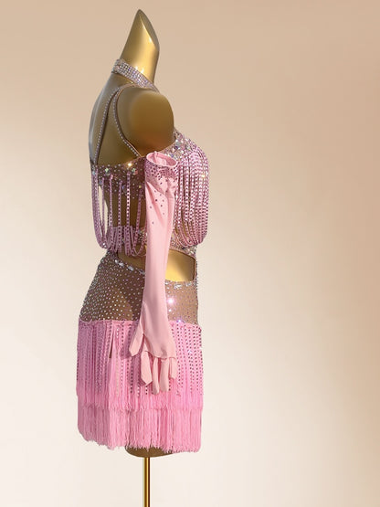 French Style Spaghetti Strap Cutout Sheath Birthday Gowns Casual Tassel Sequins Beading Crystals Homecoming Dress AP3974