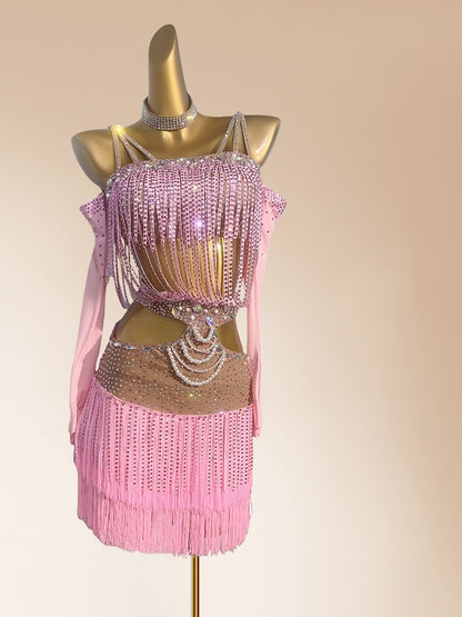 French Style Spaghetti Strap Cutout Sheath Birthday Gowns Casual Tassel Sequins Beading Crystals Homecoming Dress AP3974