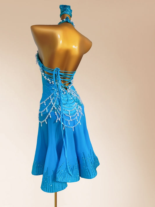 Simple Halter Neck A-Line Backless Birthday Gowns Sparkly Sequins Beads Crystals Homecoming Dress AP3977