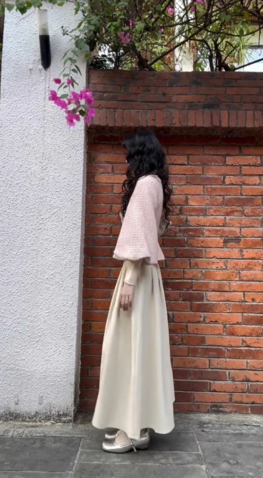 Fitted 2-Piece Set A-Line Travel Outfit Maxi Dresses Charming Puffy Long Sleeve Long Dress AP3985