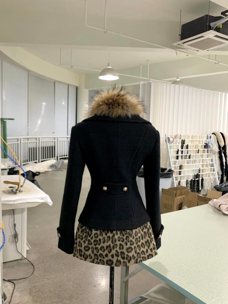 Trendy Long Sleeve V Neck Mini Skirt Vogue Leopard 2-Piece Set Sheath Short Dress AP3987