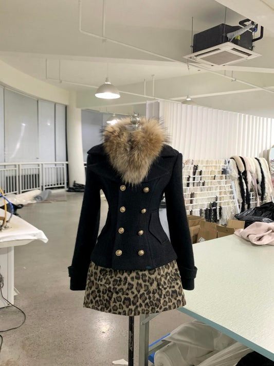 Trendy Long Sleeve V Neck Mini Skirt Vogue Leopard 2-Piece Set Sheath Short Dress AP3987