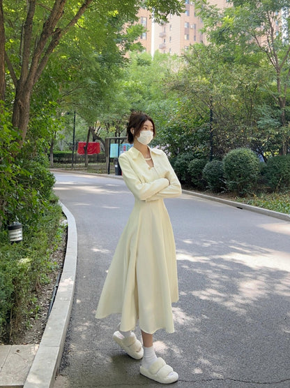 Boho-Inspired 2-Piece Set Cinched-Waist Maxi Dresses With Cardigan Casual Long Sleeve A-Line Long Dress AP4006