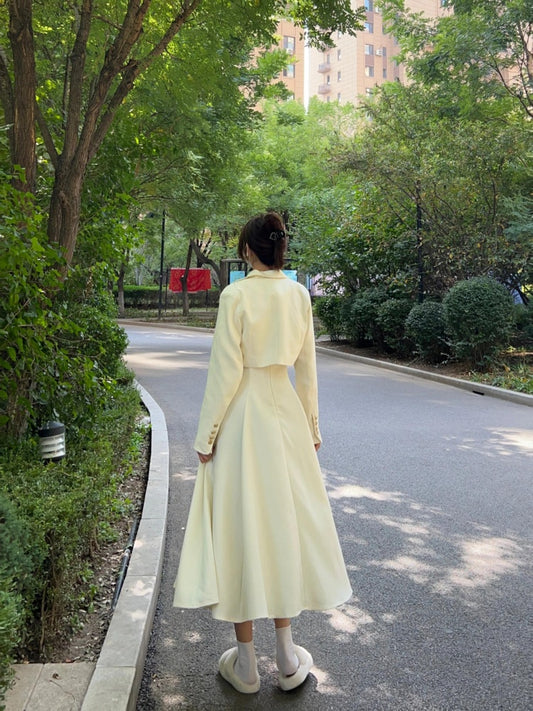 Boho-Inspired 2-Piece Set Cinched-Waist Maxi Dresses With Cardigan Casual Long Sleeve A-Line Long Dress AP4006